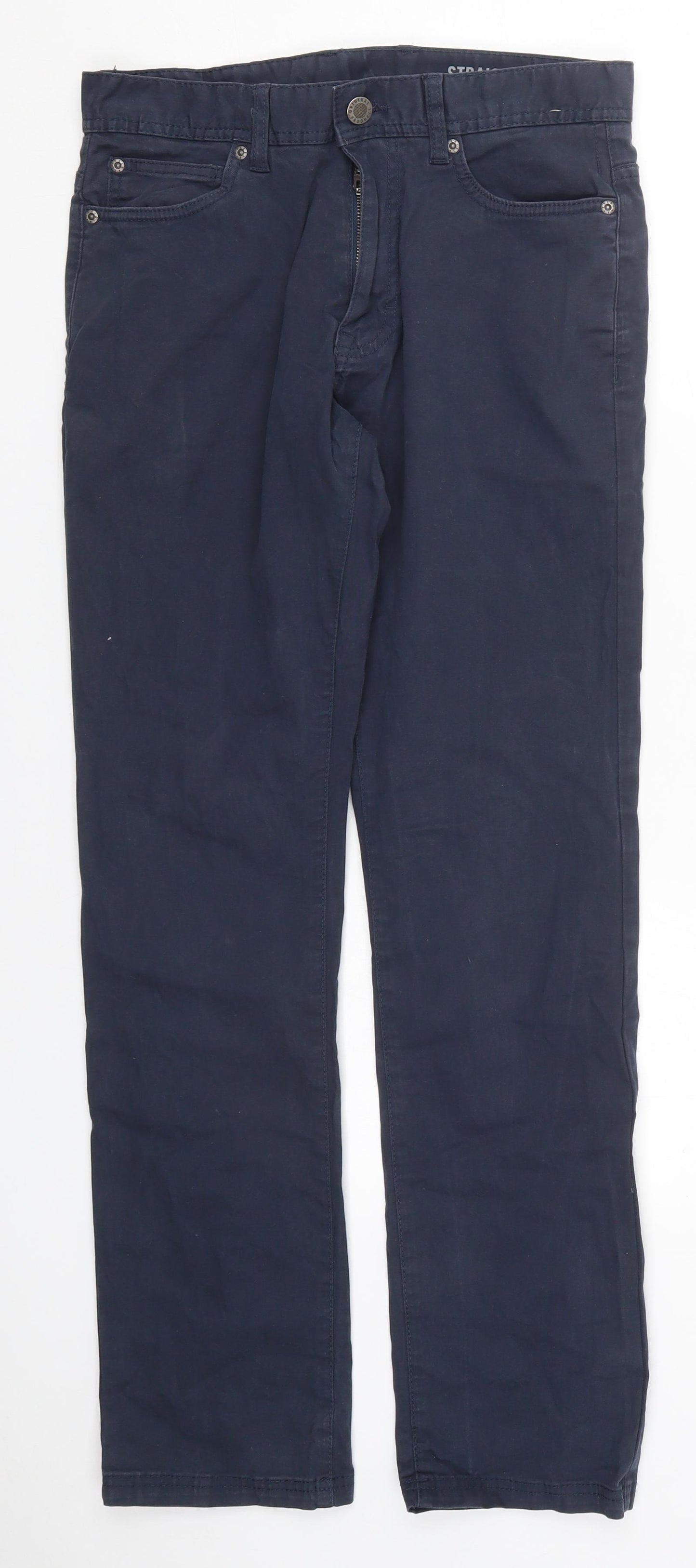 F&F Mens Blue  Cotton Trousers  Size 30 L32 in Regular Button