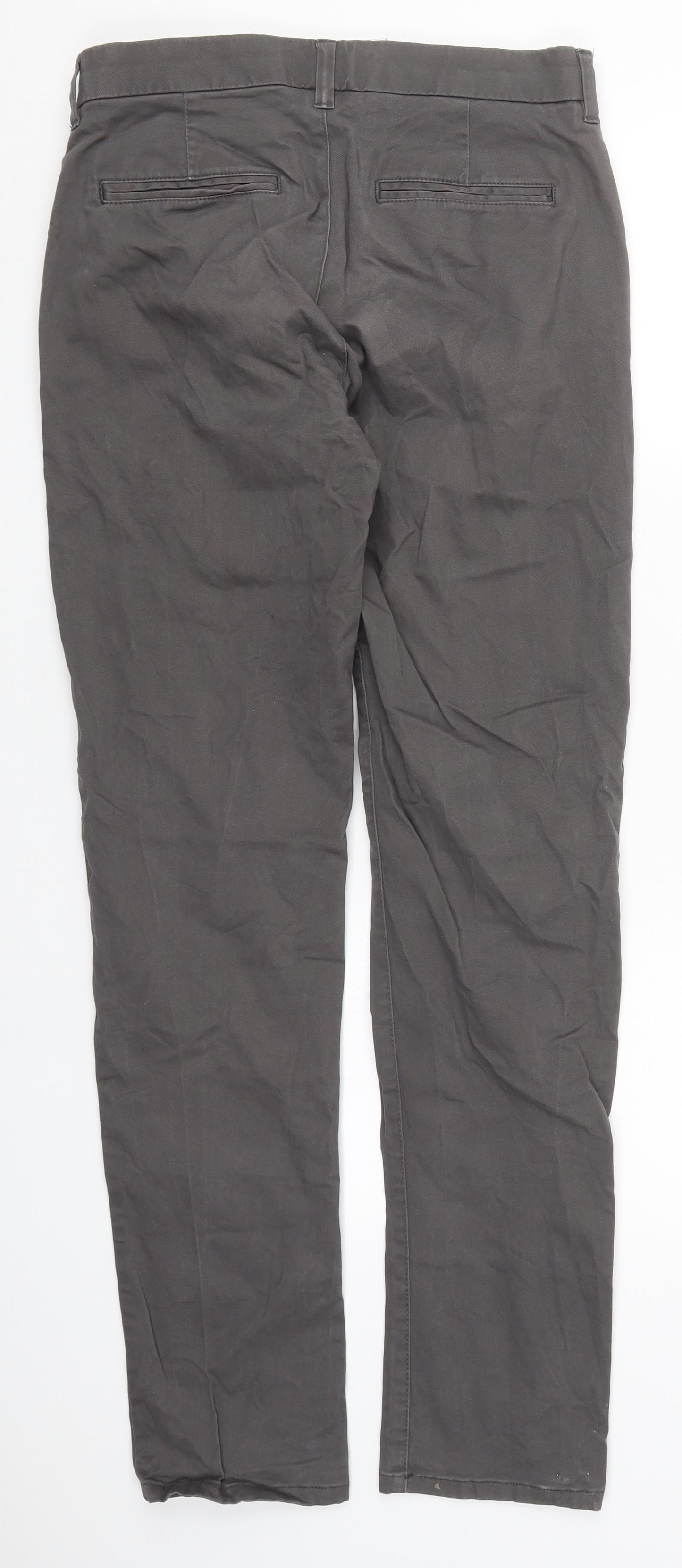NEXT Mens Grey  Cotton Trousers  Size 30 L32 in Slim Button