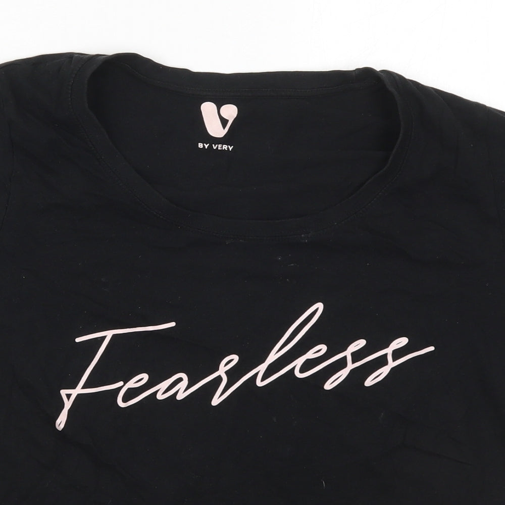 Very Womens Black Solid Cotton Top Pyjama Top Size 12   - Fearless