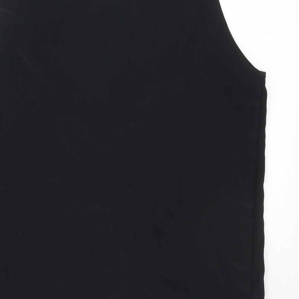 Preworn Womens Black  Polyester Basic Tank Size 12 Round Neck