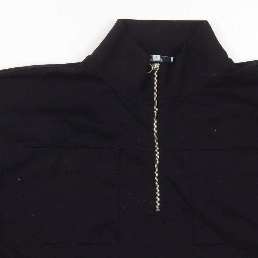 Reiss Womens Black  Polyester Pullover Sweatshirt Size L  Zip