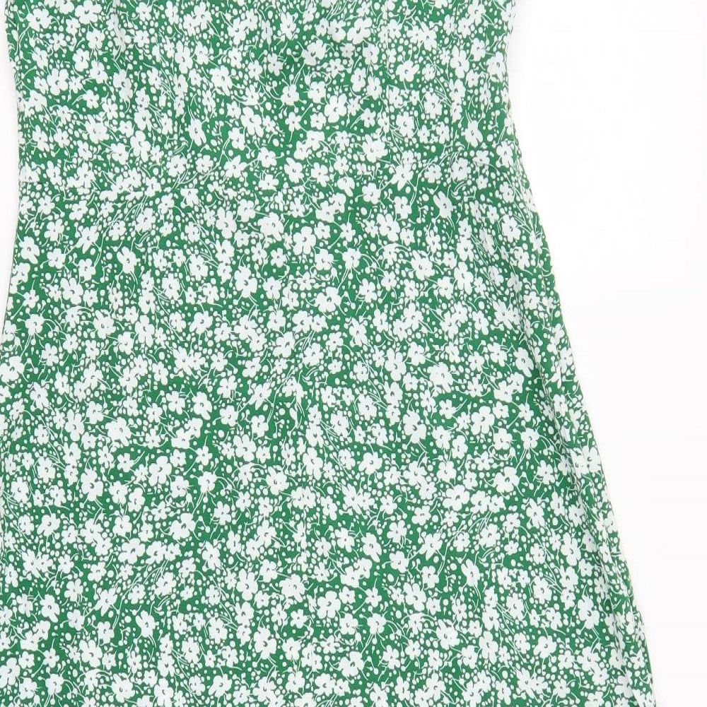 SheIn Womens Green Floral Polyester A-Line  Size L  Square Neck Pullover