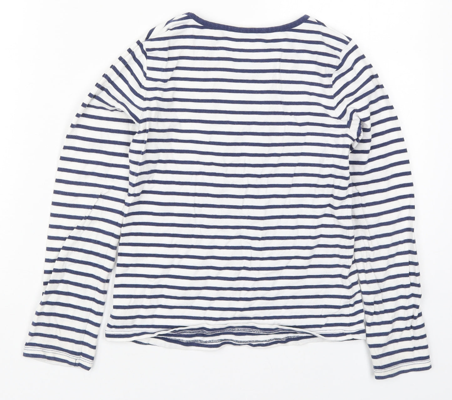 John Lewis Girls Blue Striped Cotton Basic T-Shirt Size 9 Years Round Neck Pullover - Stars