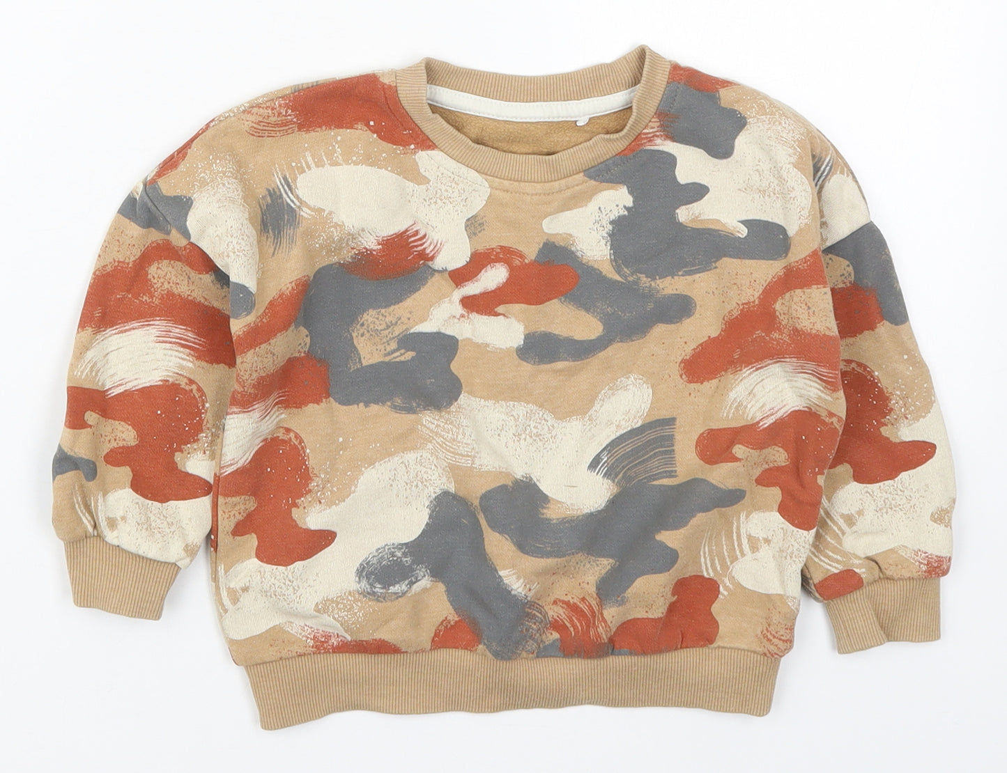 George Boys Beige Camouflage Cotton Pullover Sweatshirt Size 2-3 Years  Pullover
