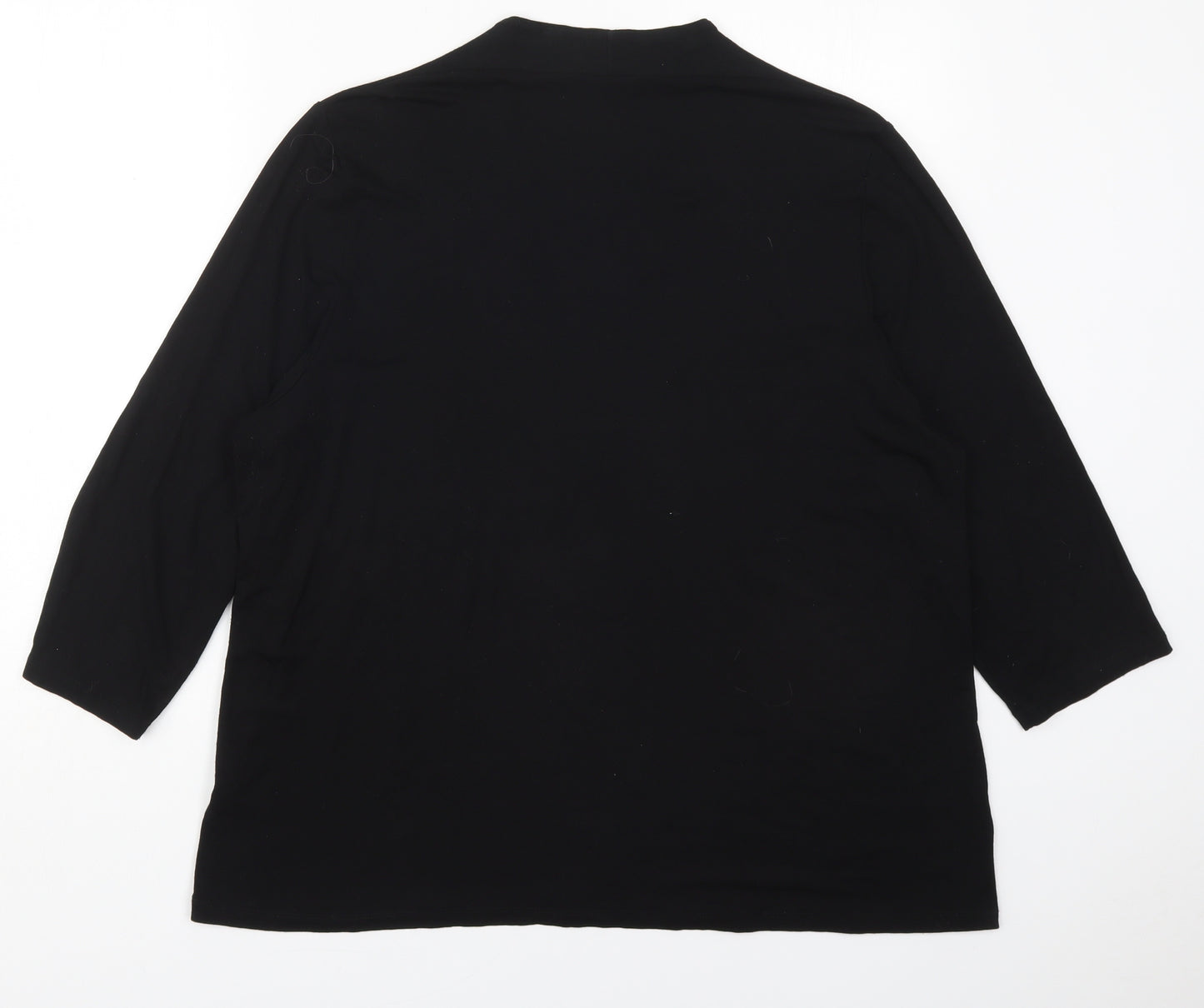 ELVI Womens Black  Viscose Basic T-Shirt Size L V-Neck