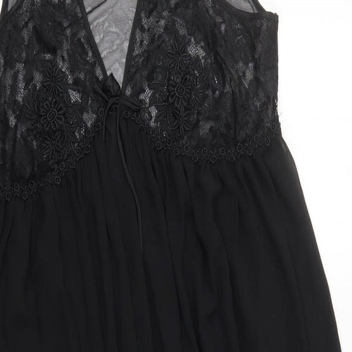 Marks and Spencer Womens Black Solid Polyester Babydoll Dress Size 20