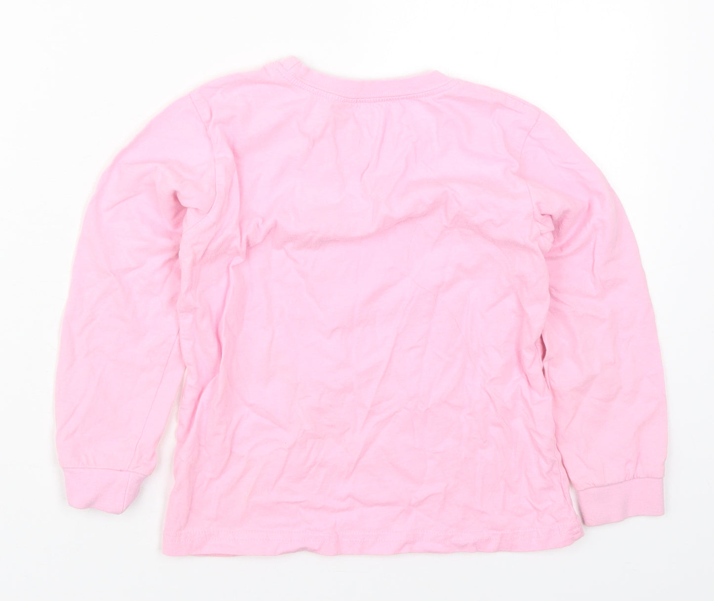 Preworn Girls Pink Solid Cotton Top Pyjama Top Size 6 Years  Pullover - Merry Christmas