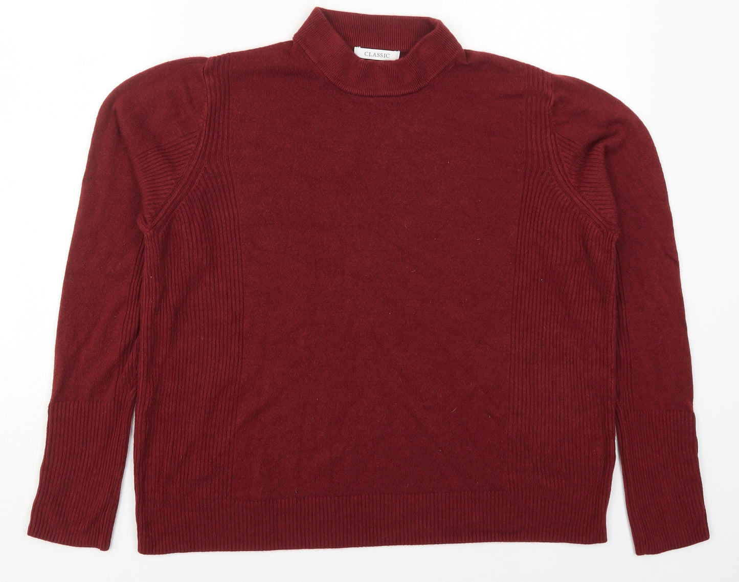 Marks and Spencer Womens Red Round Neck  Acrylic Pullover Jumper Size 18