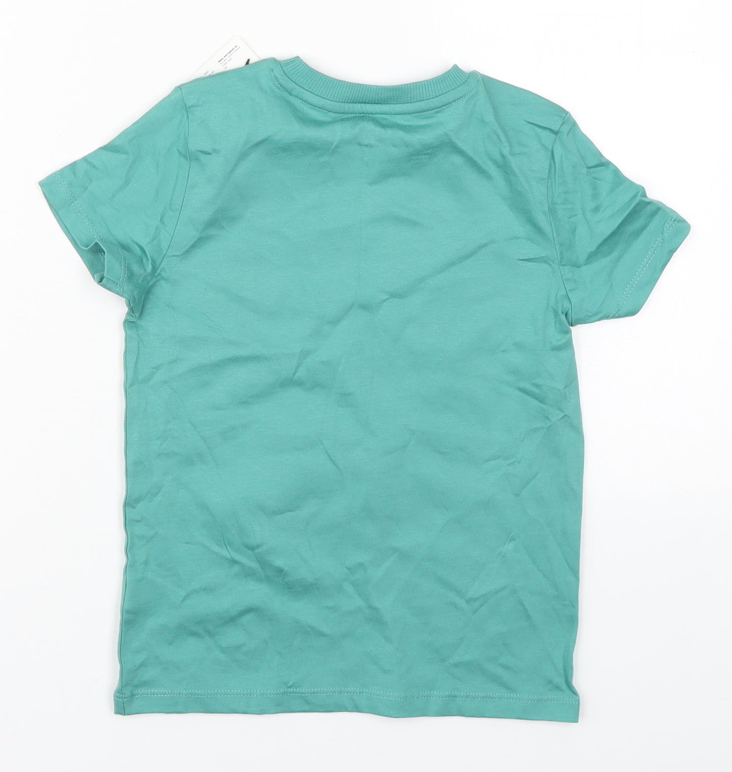 Marks and Spencer Boys Green  Cotton Basic T-Shirt Size 5-6 Years Crew Neck Pullover - Mighty Thor