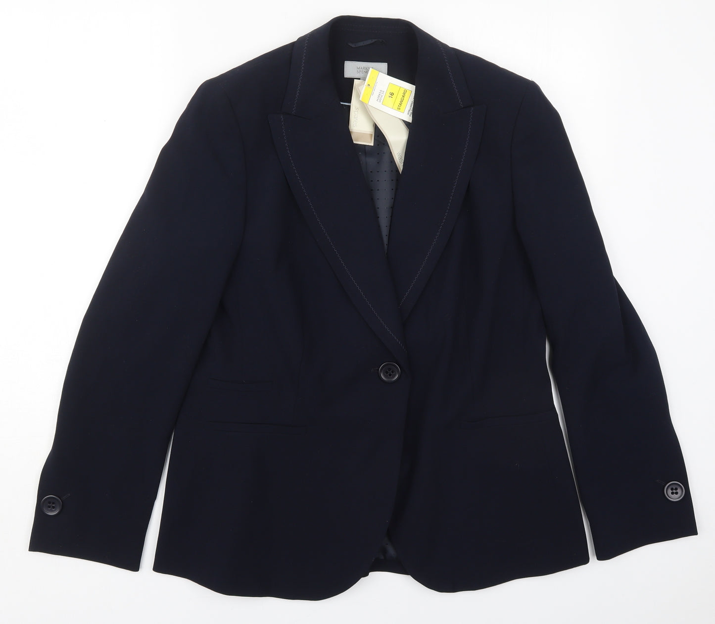 Marks and Spencer Womens Blue  Polyester Jacket Suit Jacket Size 16