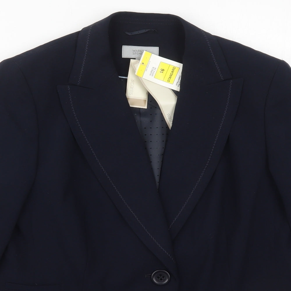 Marks and Spencer Womens Blue  Polyester Jacket Suit Jacket Size 16