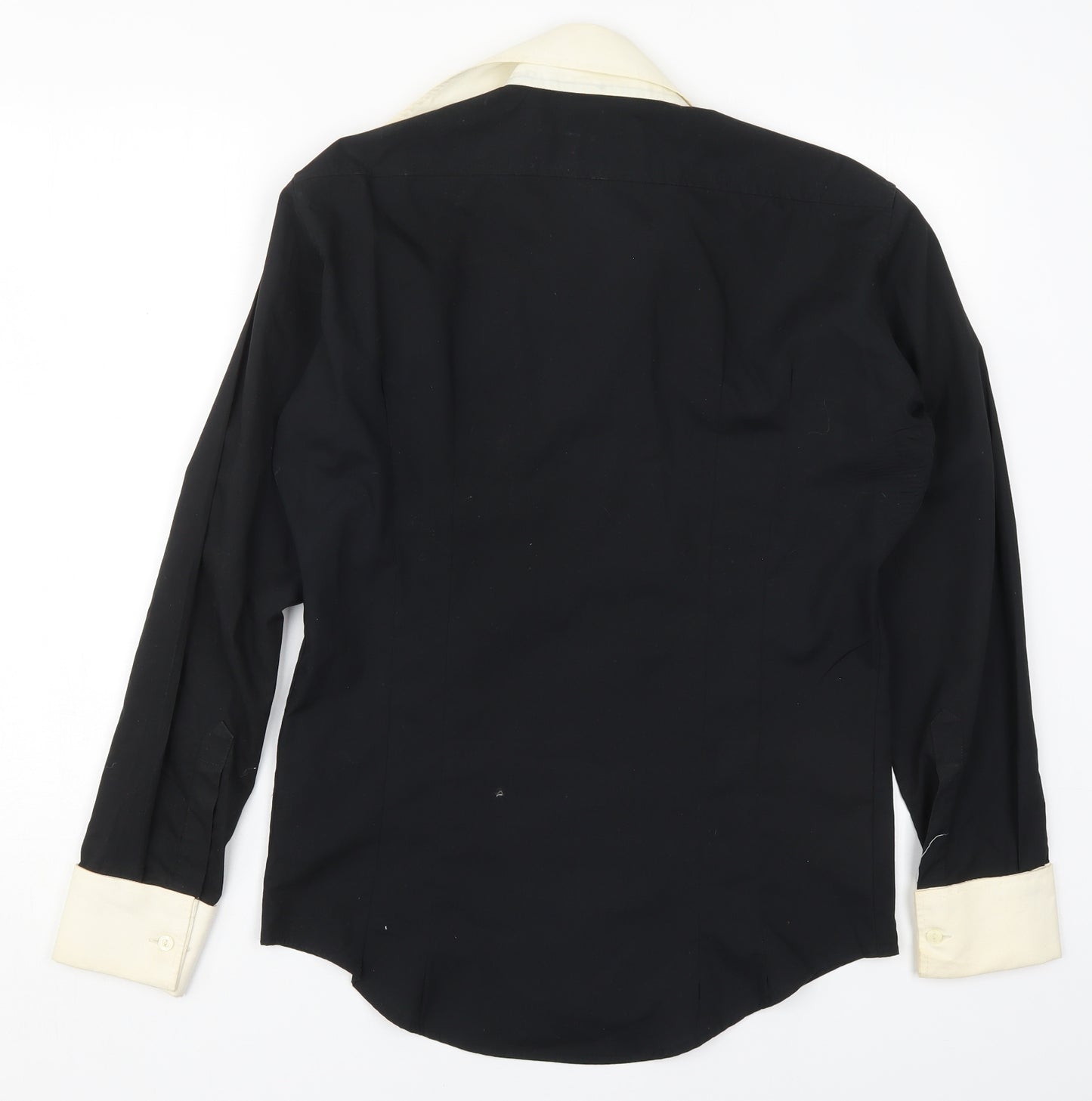 Higgins Mens Black  Polyester  Button-Up Size M Collared Button