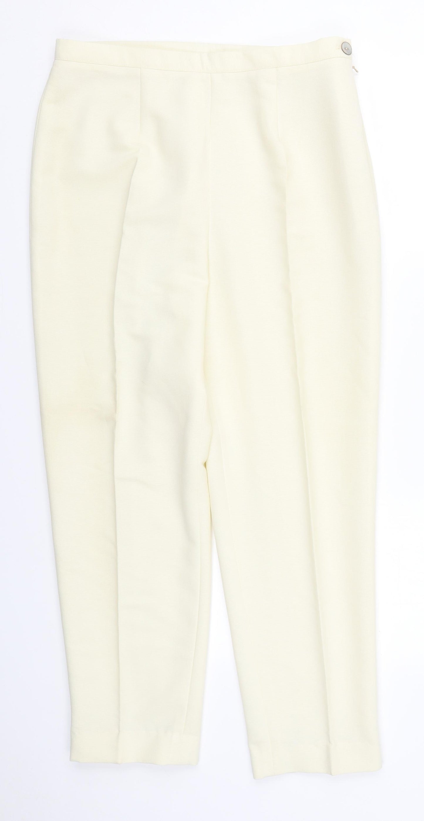 Preworn Womens Beige  Polyester Trousers  Size 16 L27 in Regular Zip