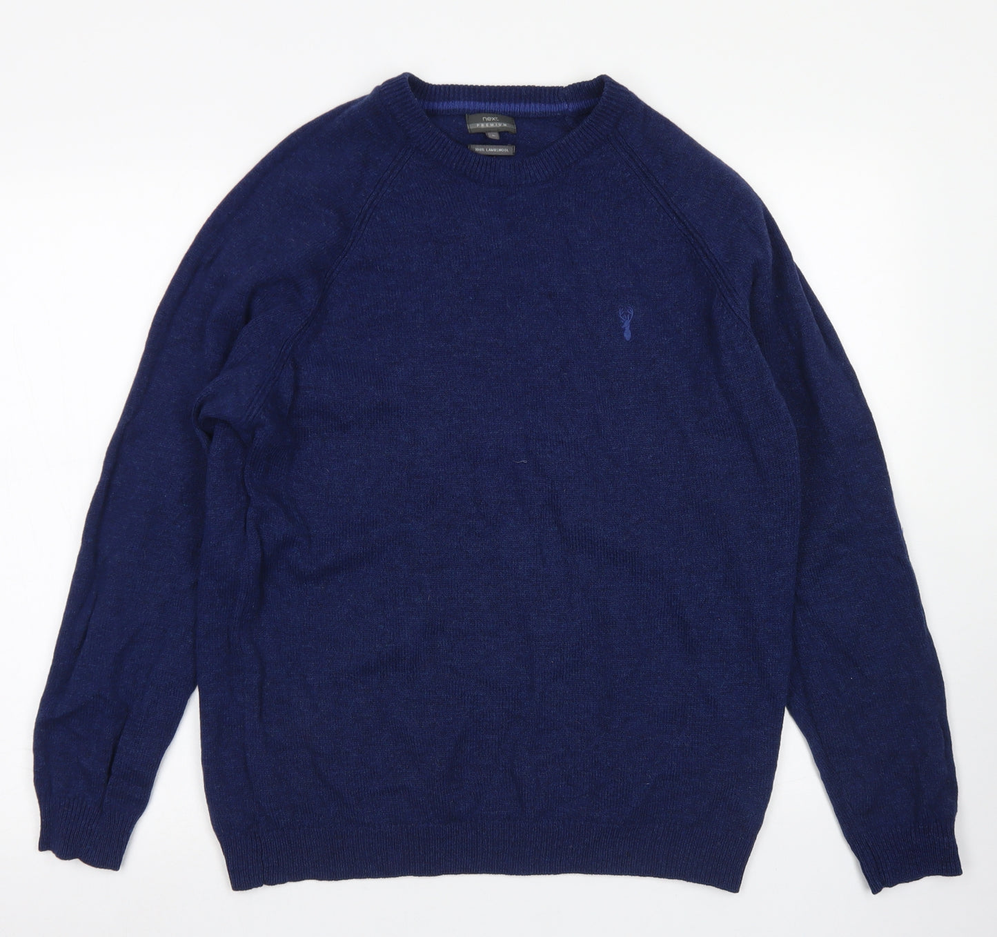 NEXT Mens Blue Crew Neck  Wool Pullover Jumper Size L