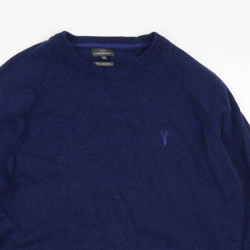 NEXT Mens Blue Crew Neck  Wool Pullover Jumper Size L