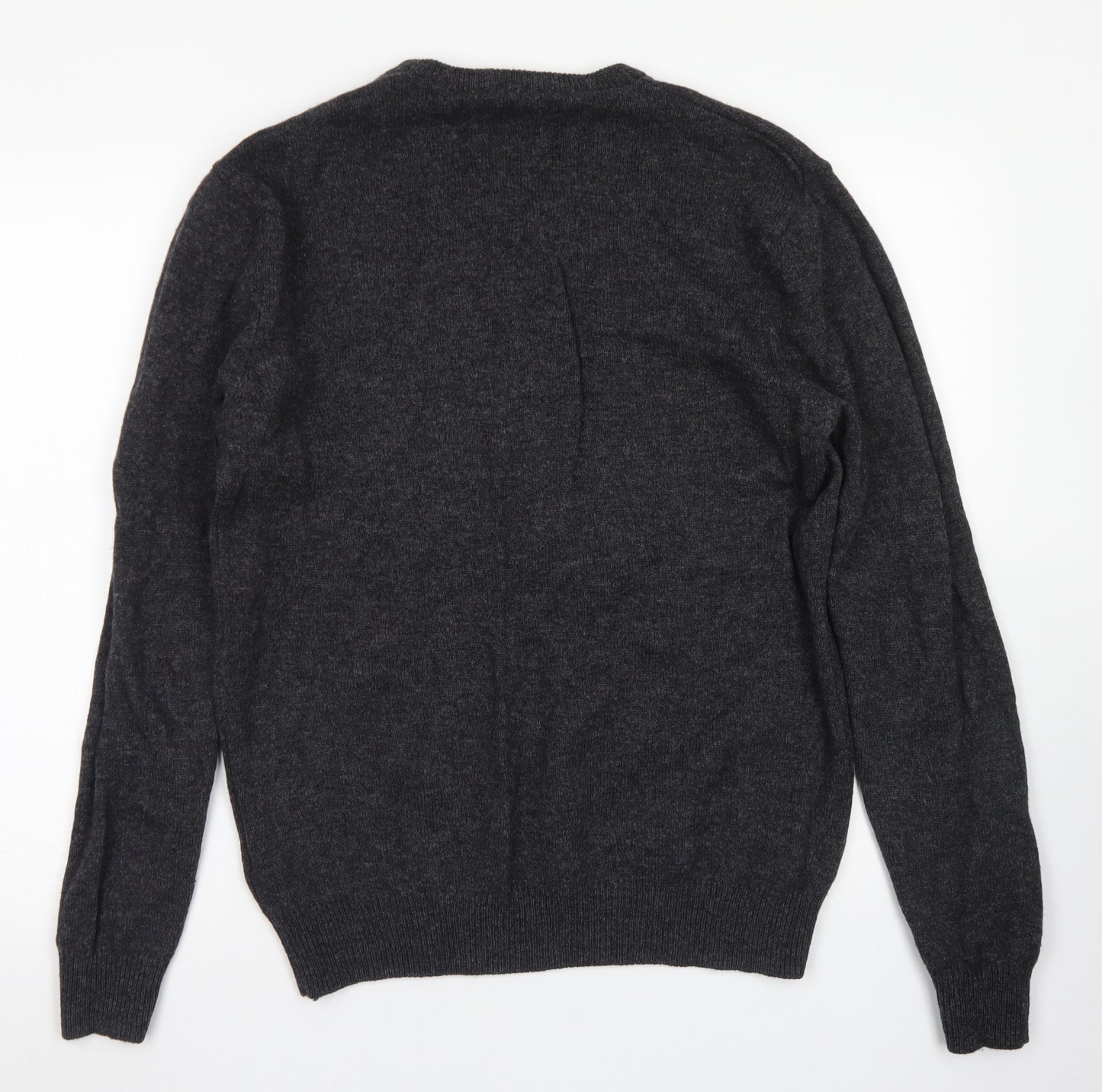 NEXT Mens Grey V-Neck  Wool Pullover Jumper Size L