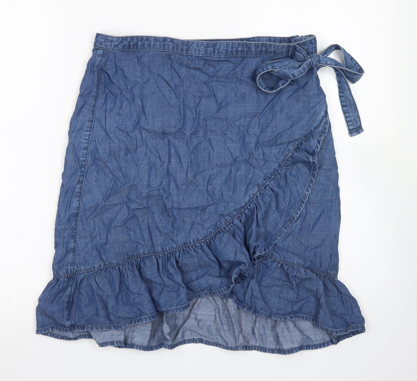 NEXT Womens Blue  Lyocell Wrap Skirt Size 12   Zip