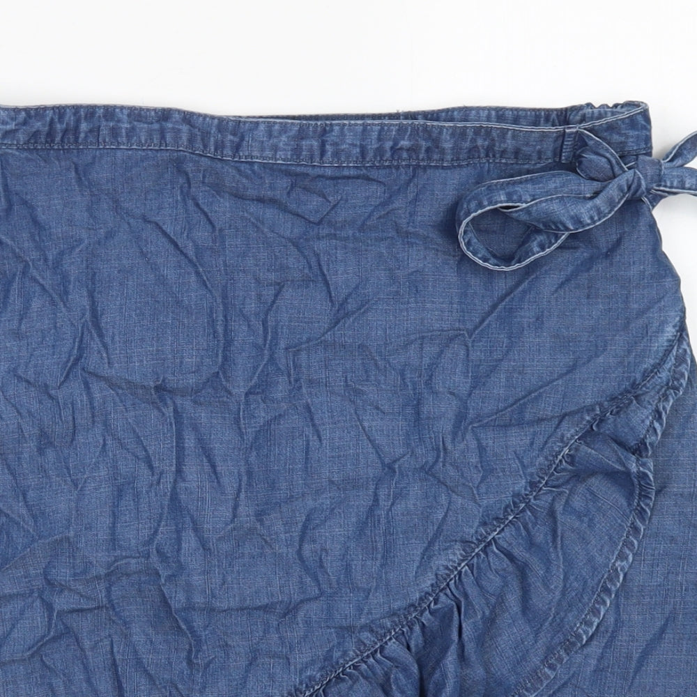 NEXT Womens Blue  Lyocell Wrap Skirt Size 12   Zip