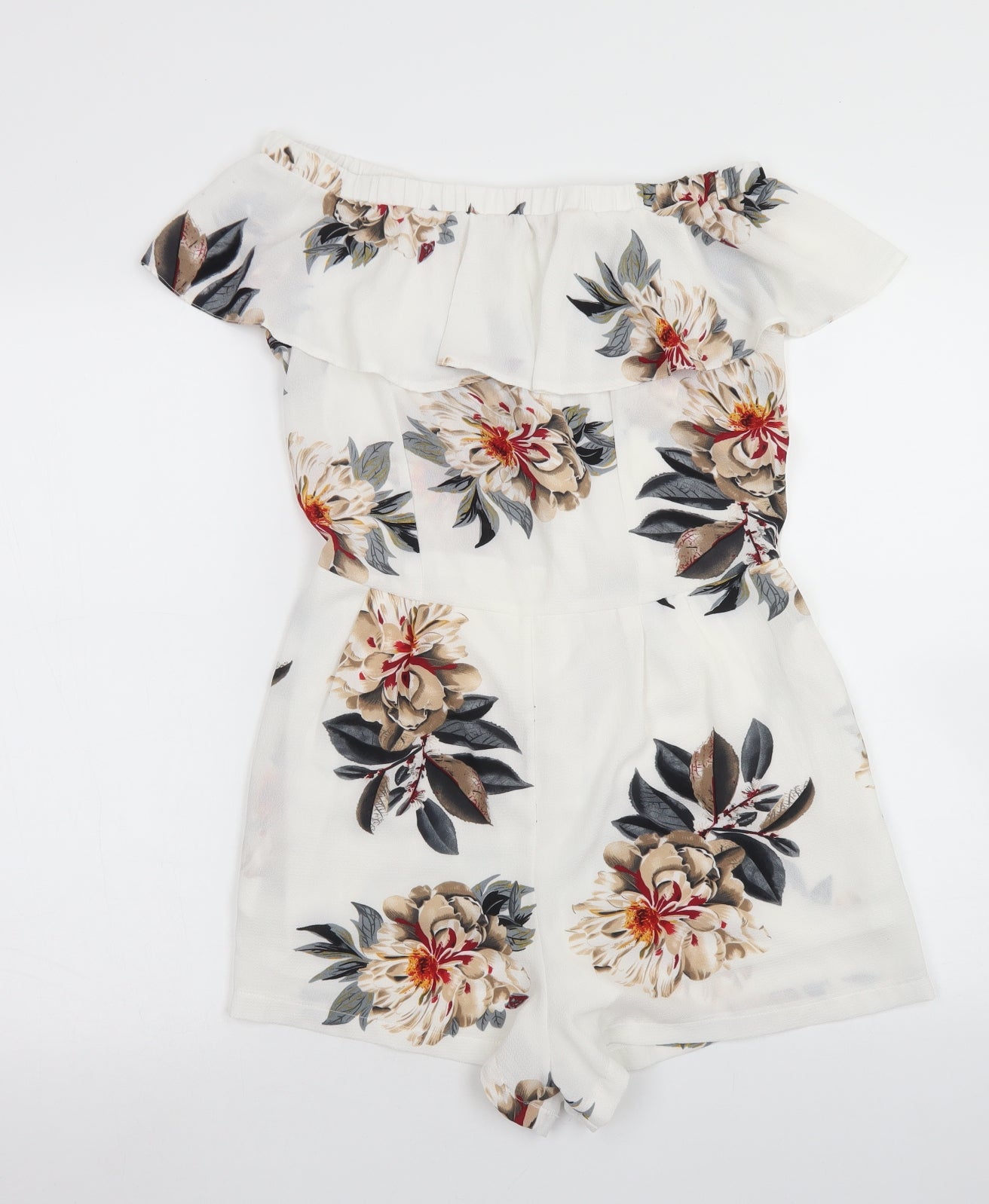 Cameo Rose Womens White Floral Polyester Playsuit One-Piece Size 12
