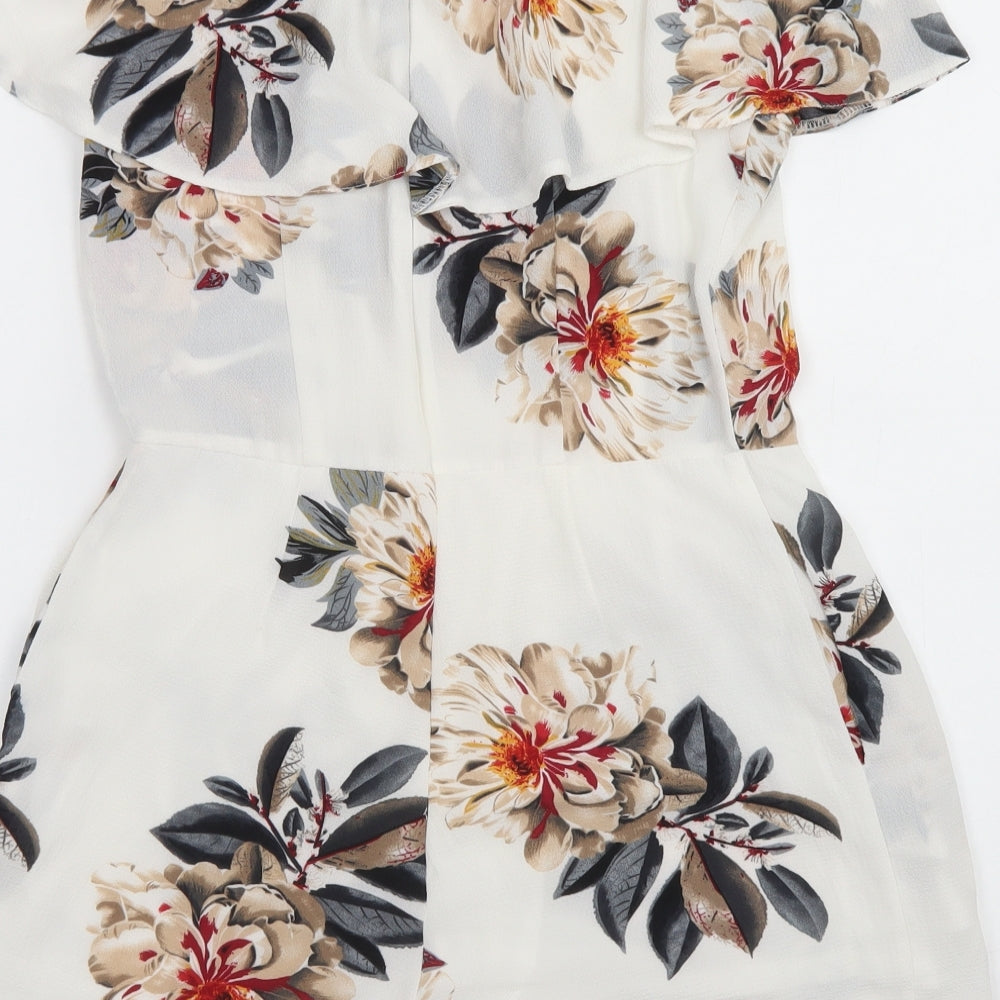 Cameo Rose Womens White Floral Polyester Playsuit One-Piece Size 12