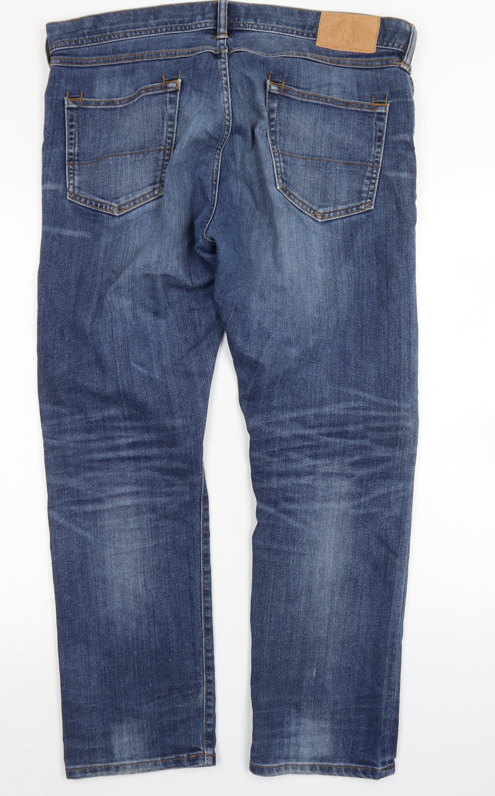 M&S Mens Blue  Cotton Straight Jeans Size 36 in L29 in Relaxed Button