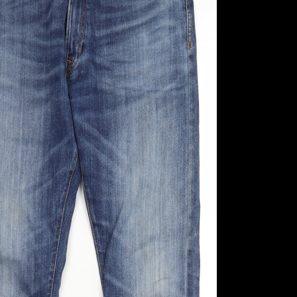 M&S Mens Blue  Cotton Straight Jeans Size 36 in L29 in Relaxed Button