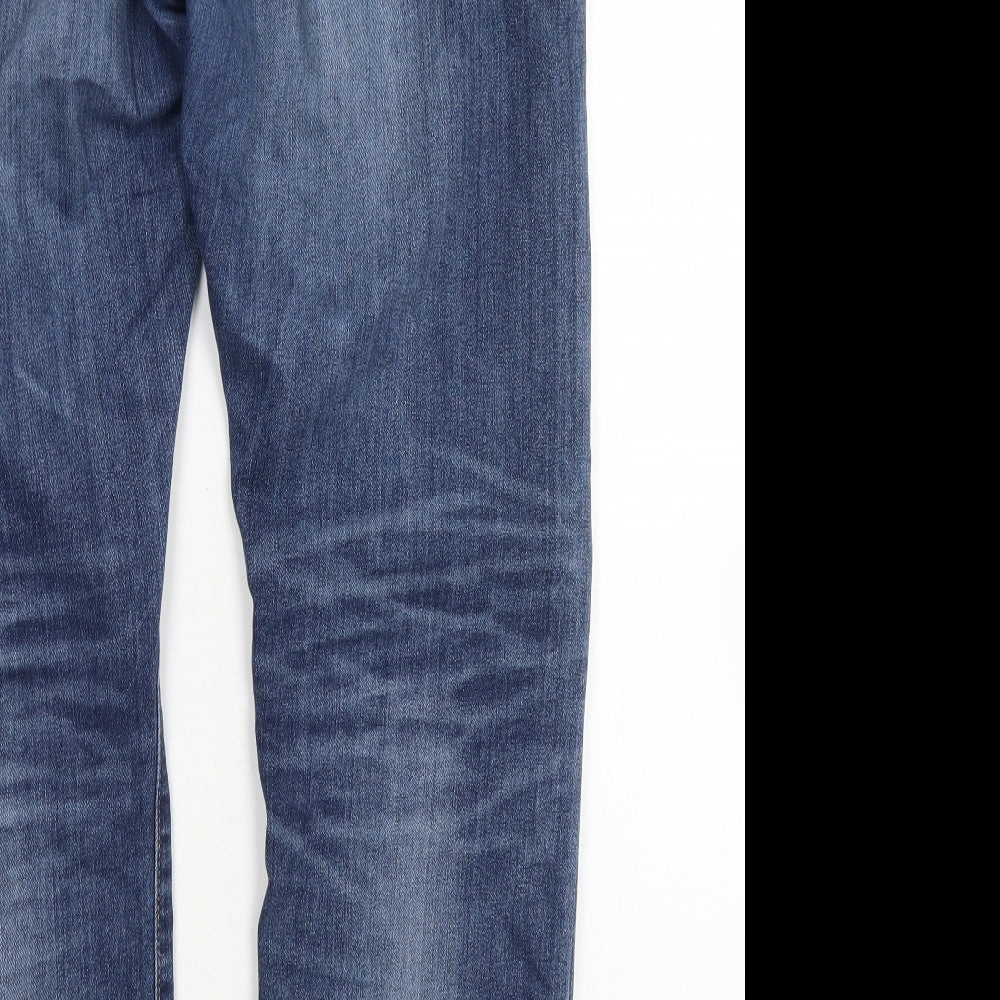 M&S Mens Blue  Cotton Straight Jeans Size 36 in L29 in Relaxed Button