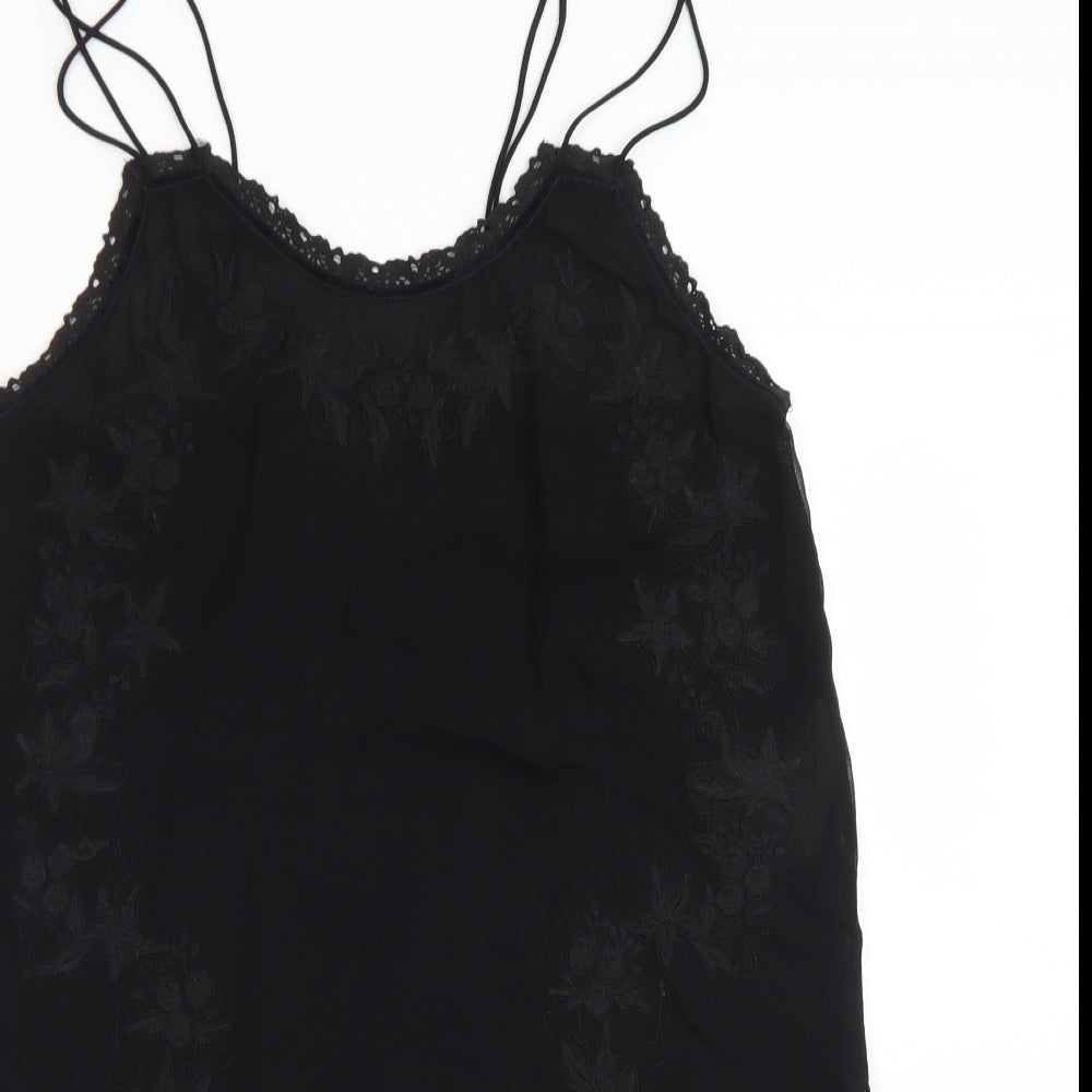 Zara Womens Black  Viscose Camisole Blouse Size M Round Neck