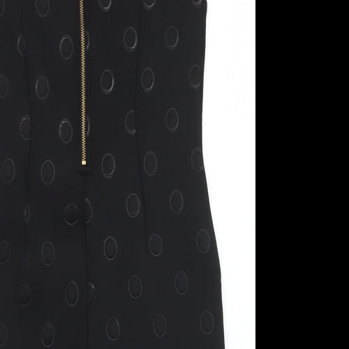 ASOS Womens Black Polka Dot Polyester Bodycon  Size 12  Round Neck Zip