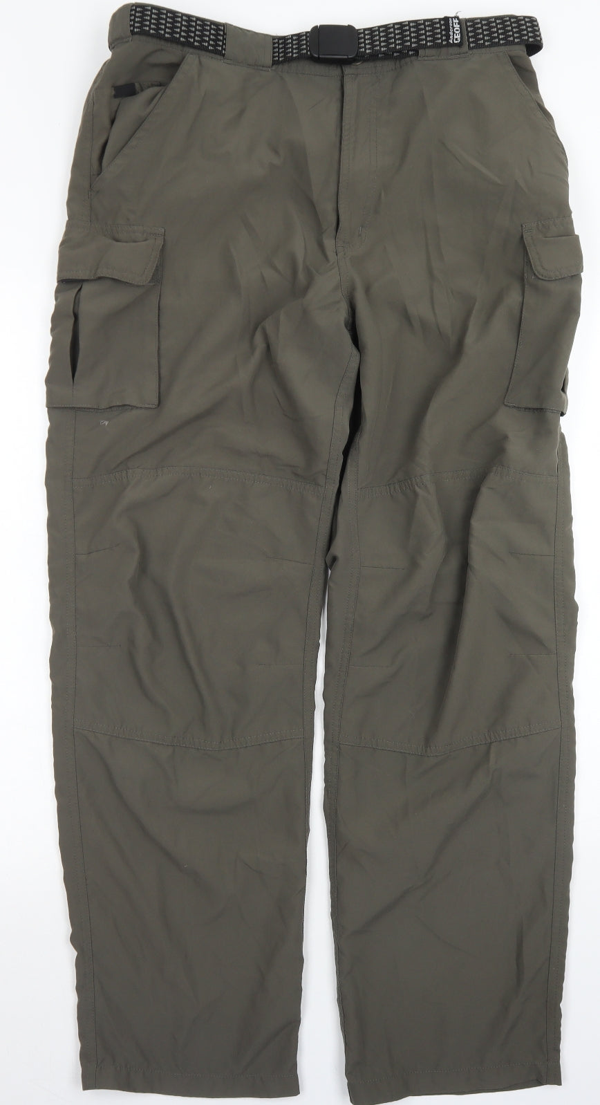 Hardy Mens Green  Polyester Cargo Trousers Size L L30 in Regular Zip
