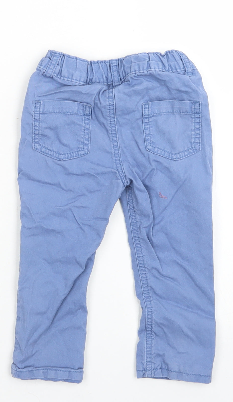 M&S Boys Blue  Cotton Capri Trousers Size 12-18 Months  Button