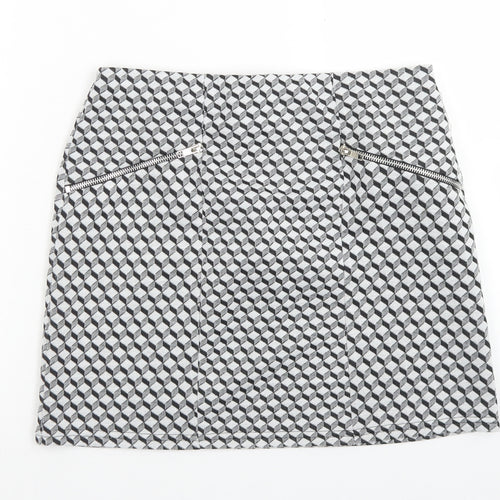 Atmosphere Womens Grey Geometric Polyester A-Line Skirt Size 10