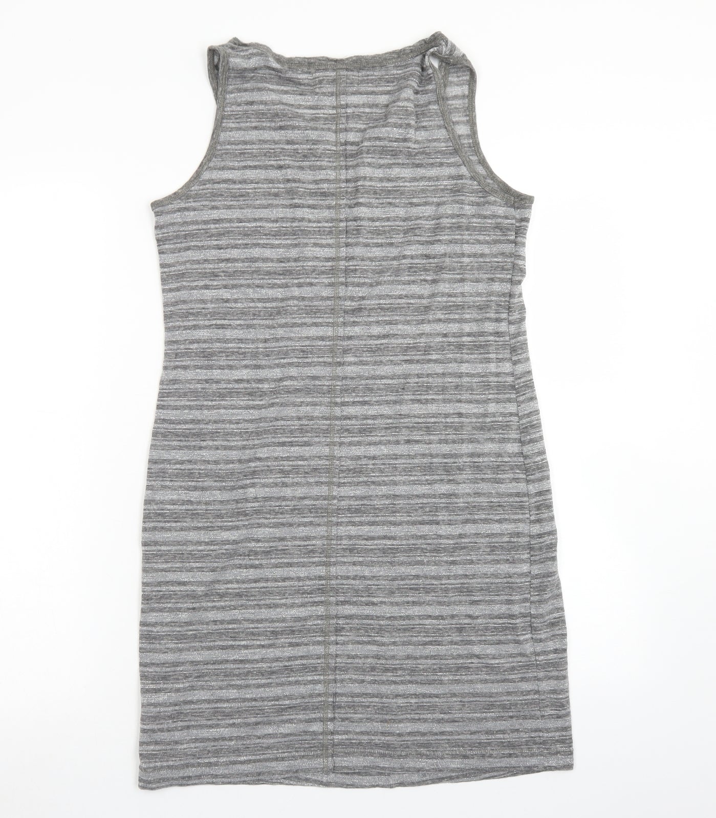 NEXT Womens Grey Striped Polyester Bodycon  Size 8  Round Neck