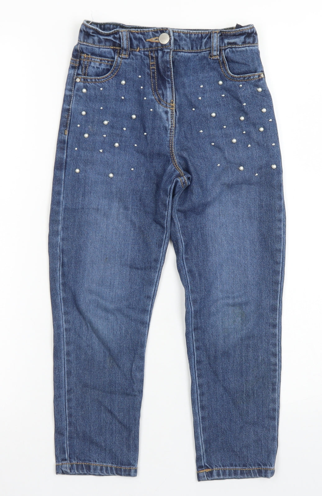 NEXT Girls Blue  Cotton Straight Jeans Size 6 Years  Regular Button