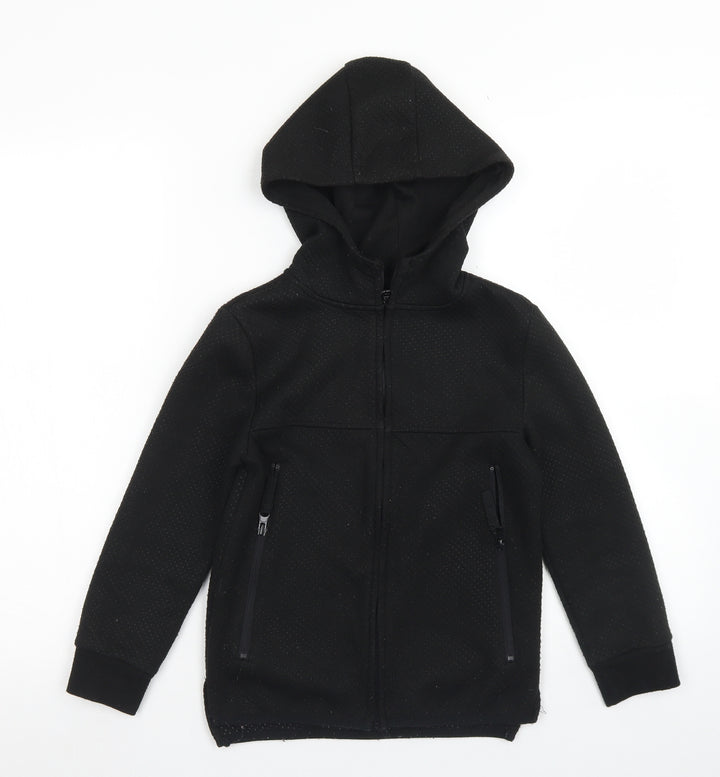 Primark Boys Black  Polyester Full Zip Hoodie Size 7-8 Years  Zip