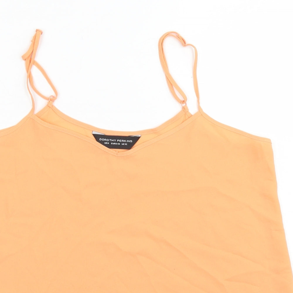 Dorothy Perkins Womens Orange  Polyester Camisole Blouse Size 12 Round Neck