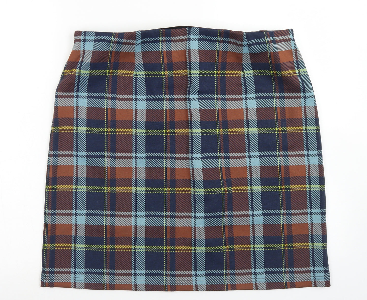 M&S Collection Womens Blue Plaid Polyester A-Line Skirt Size 16