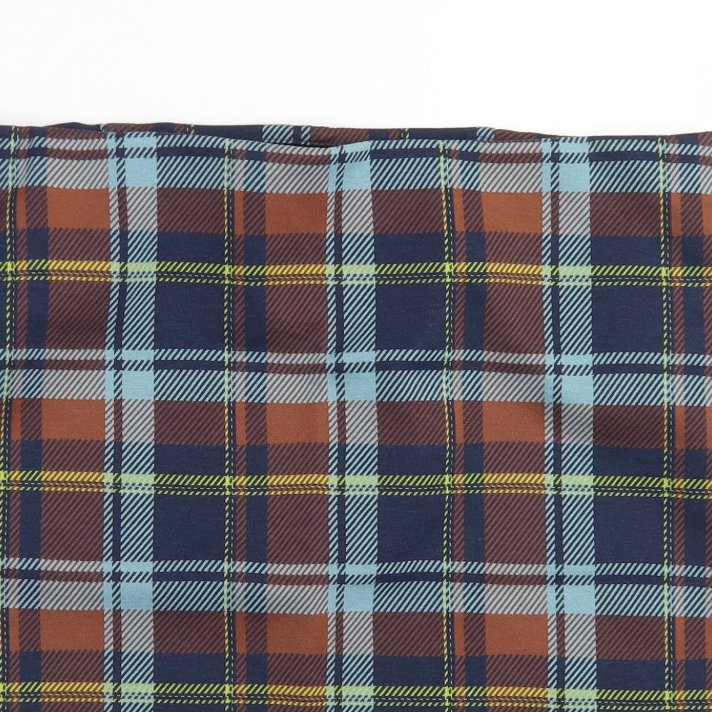 M&S Collection Womens Blue Plaid Polyester A-Line Skirt Size 16