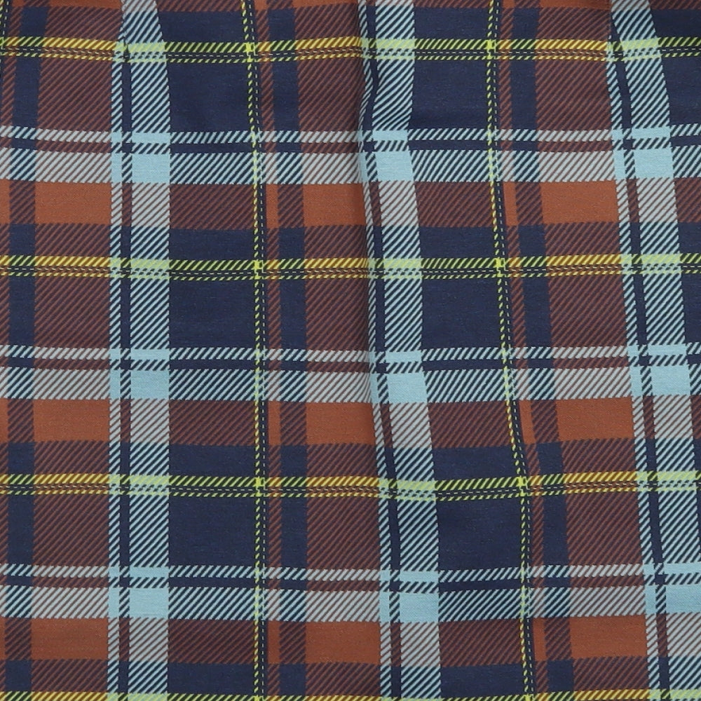 M&S Collection Womens Blue Plaid Polyester A-Line Skirt Size 16