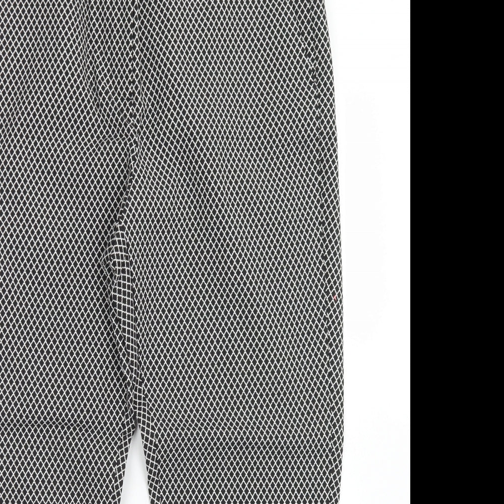 M&S Collection Womens Black Check Polyester Dress Pants Trousers Size 18 L26 in Regular Hook & Eye
