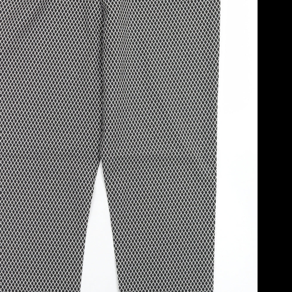 M&S Collection Womens Black Check Polyester Dress Pants Trousers Size 18 L26 in Regular Hook & Eye