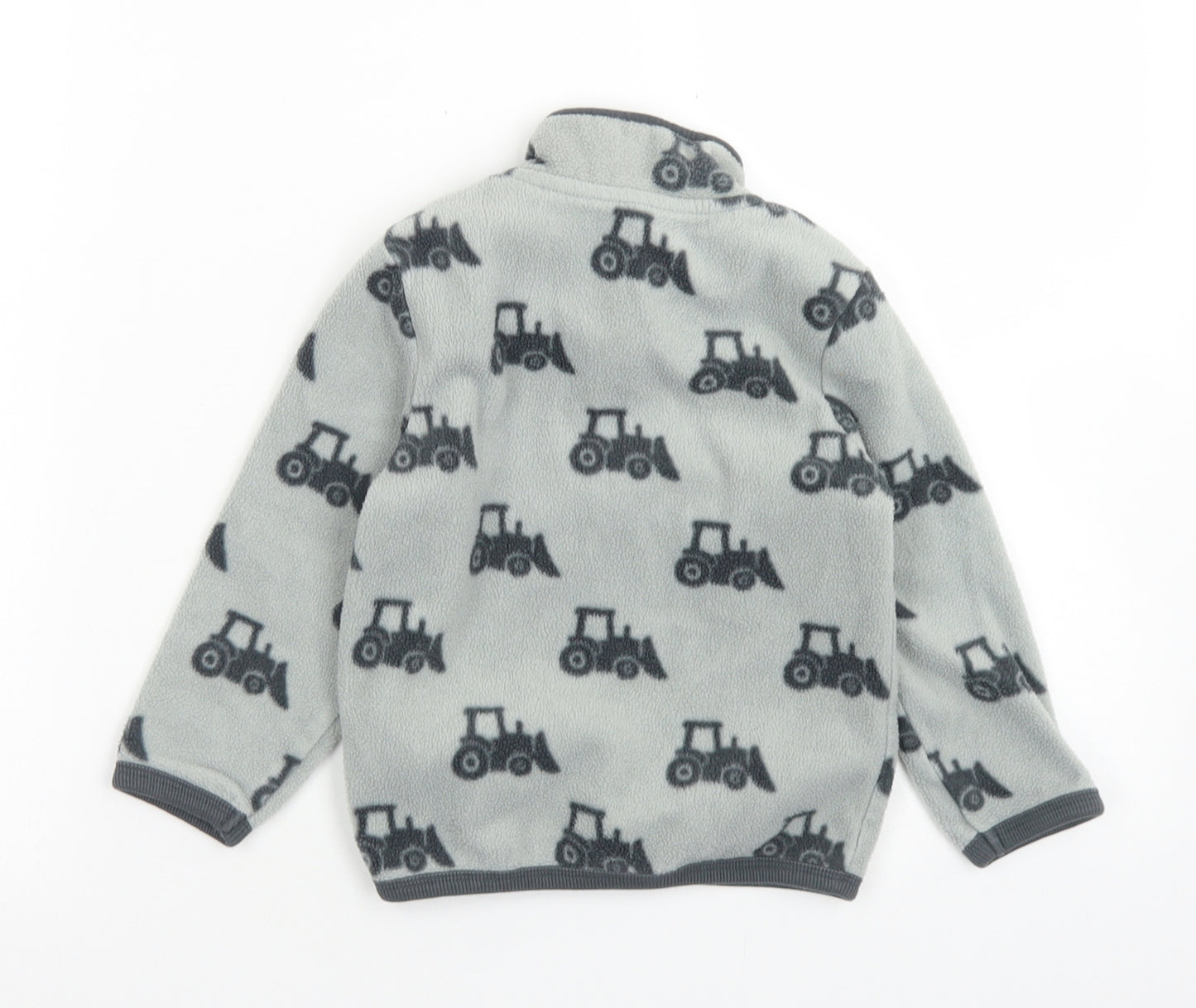 George Boys Grey Spotted Polyester Pullover Sweatshirt Size 2-3 Years  Zip - Tractor Print