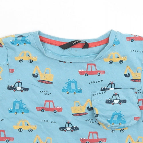 George Boys Blue Spotted Camel Basic T-Shirt Size 12-18 Months Crew Neck  - Car Print