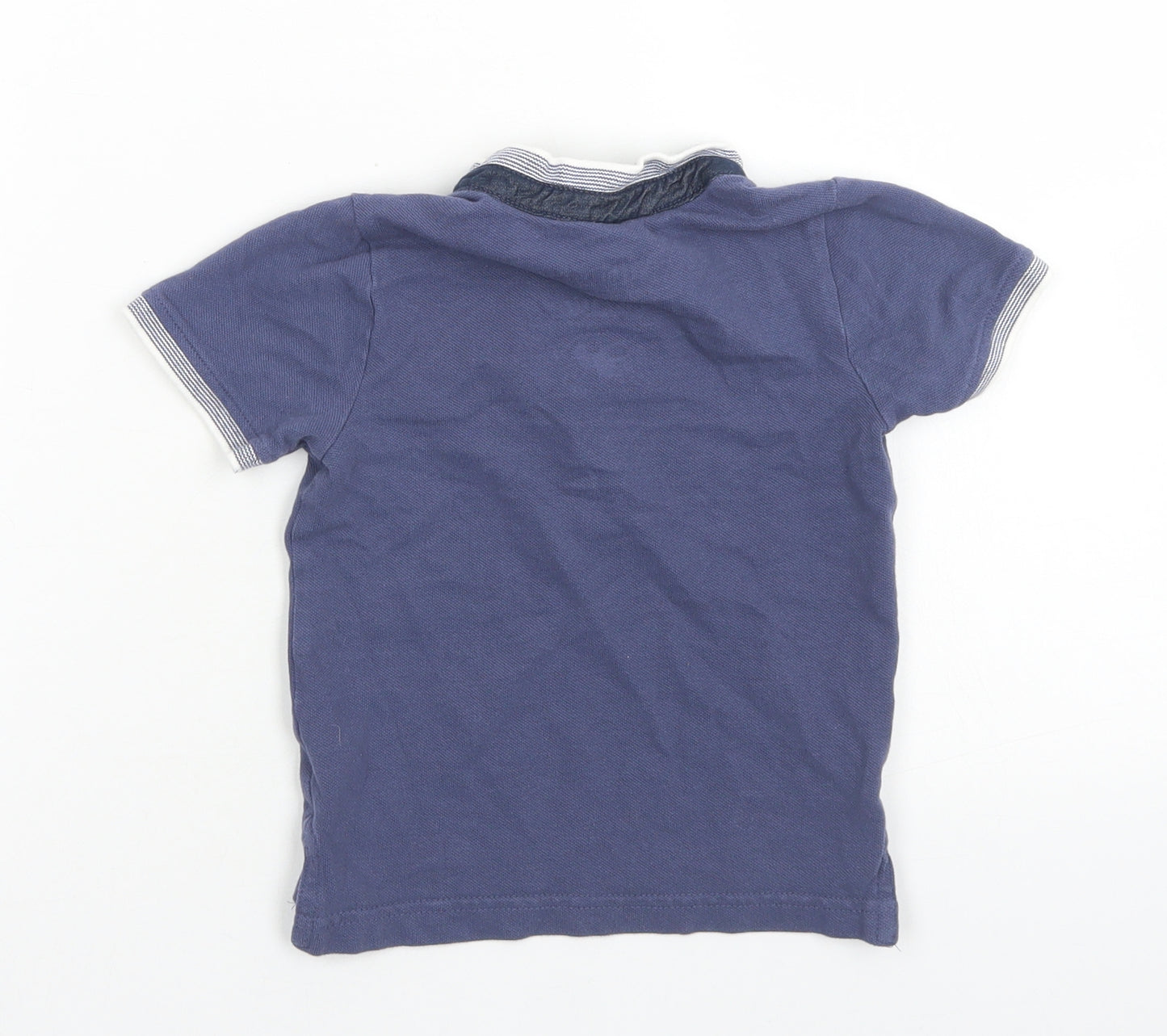 Nutmeg Boys Blue  Cotton Basic Polo Size 18-24 Months Round Neck Button
