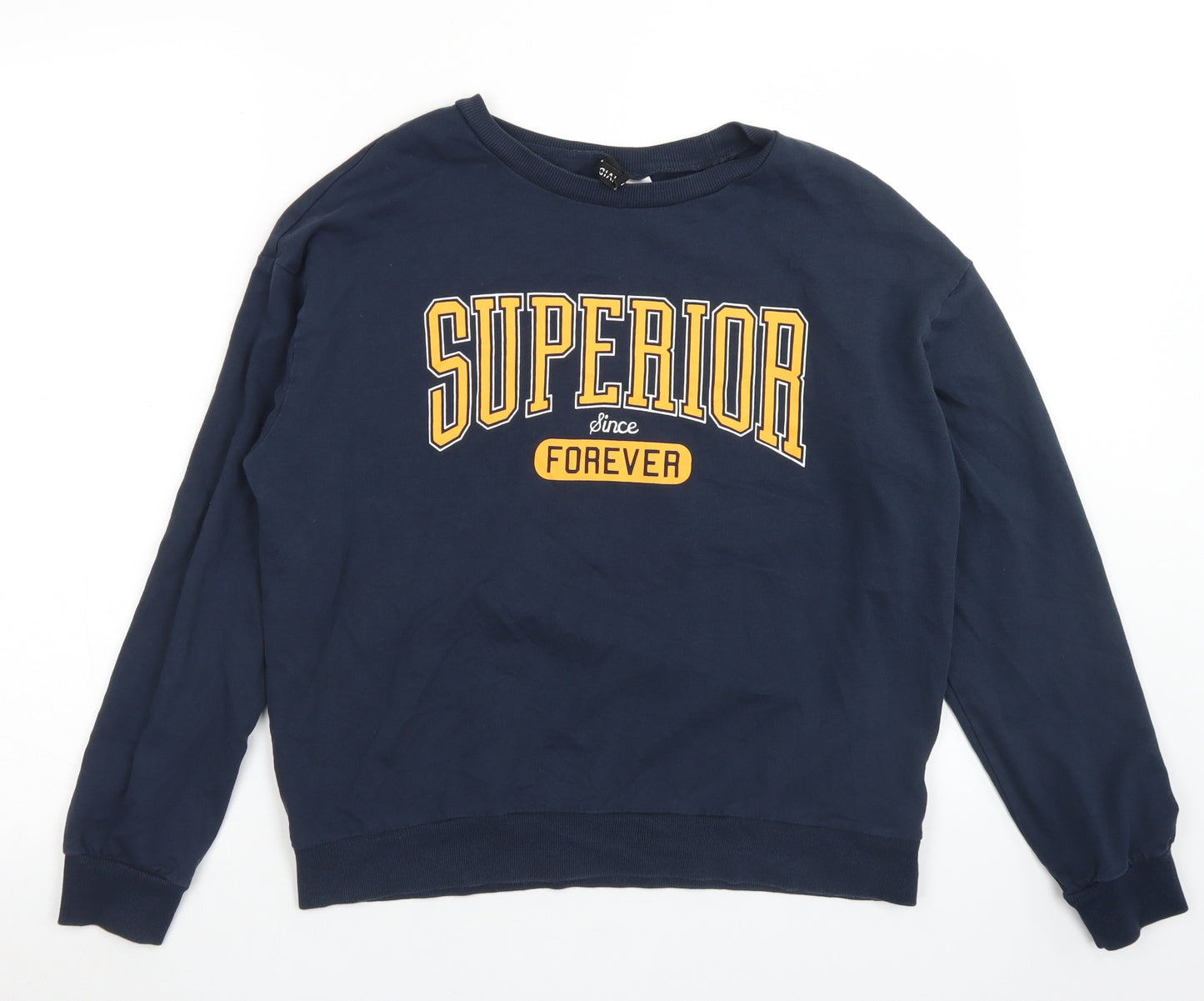 Divided Womens Blue  Cotton Pullover Sweatshirt Size L