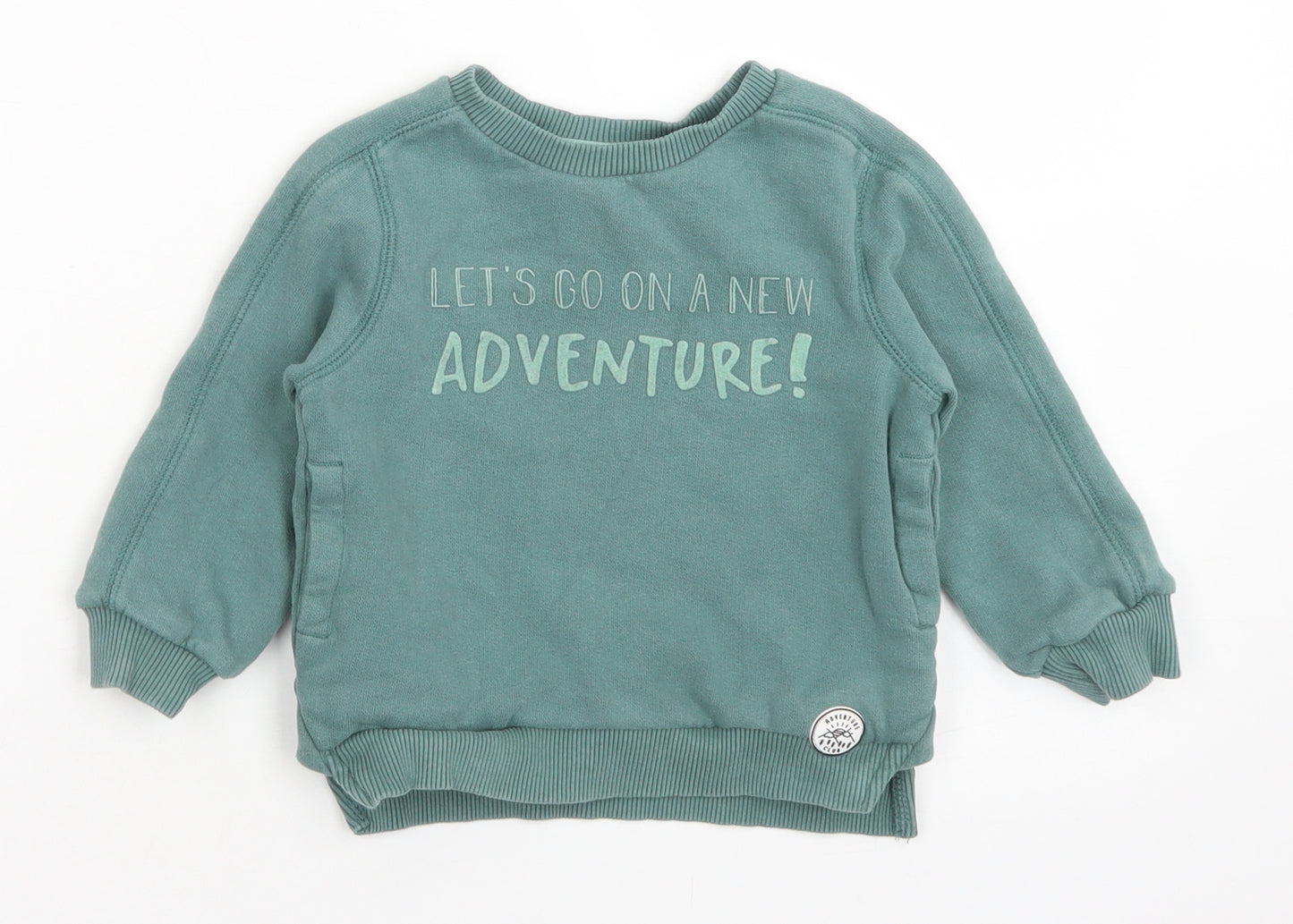 Nutmeg Boys Blue  Cotton Pullover Polo Size 18-24 Months Crew Neck  - Adventure
