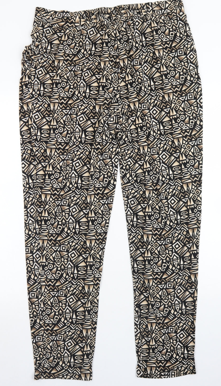 Wallis Womens Brown Geometric Polyester Harem Trousers Size 16 L26 in Regular