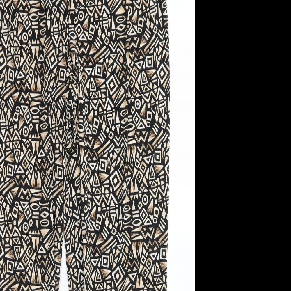 Wallis Womens Brown Geometric Polyester Harem Trousers Size 16 L26 in Regular