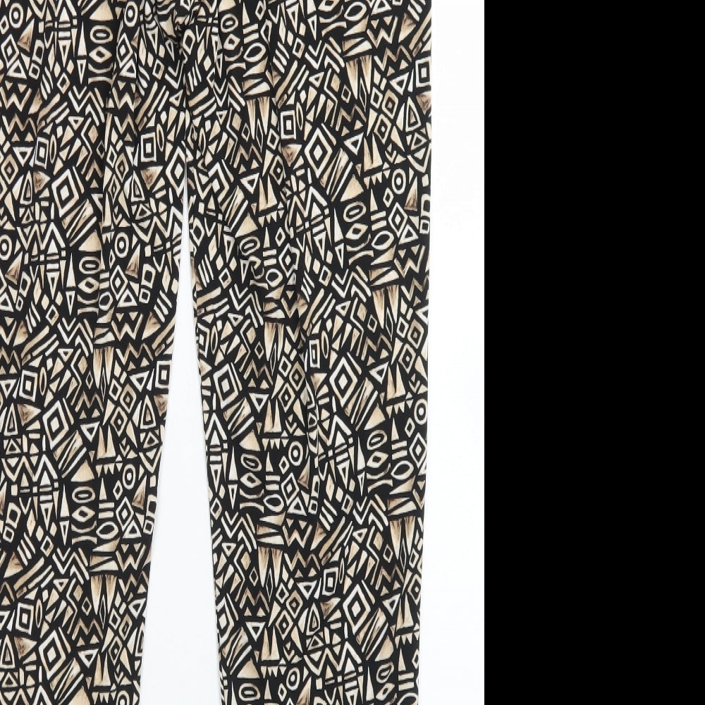 Wallis Womens Brown Geometric Polyester Harem Trousers Size 16 L26 in Regular