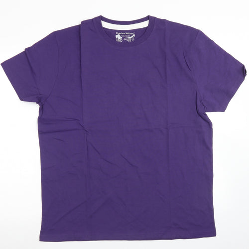 Charles Wilson Mens Purple  Cotton  T-Shirt Size XL Crew Neck
